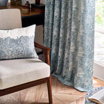 Marigold Indigo Pencil Pleat Curtains - Just Fabrics