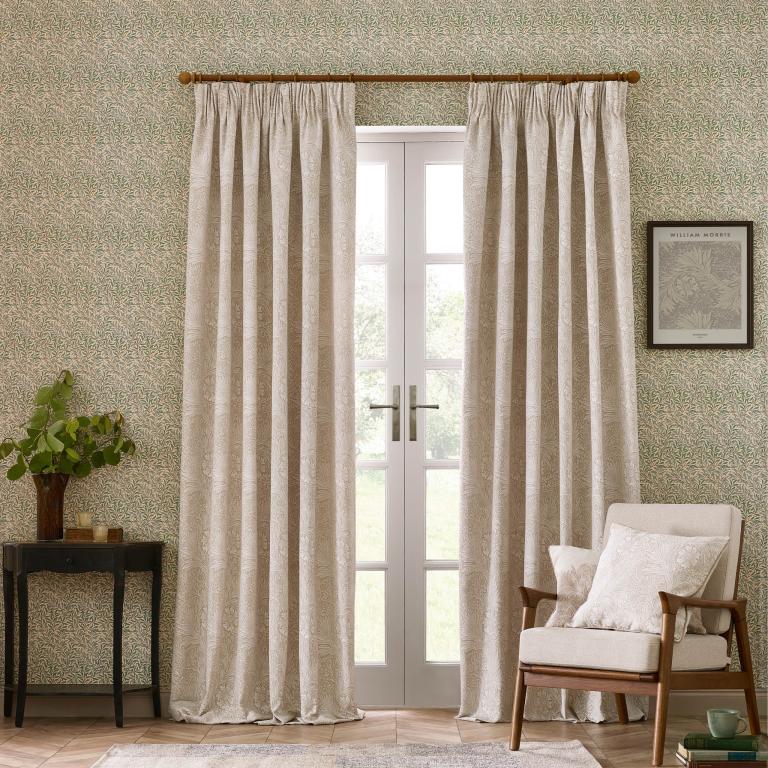 Marigold Stone Pencil Pleat Curtains - Just Fabrics
