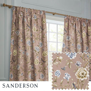 Porcelain Garden Blush Pencil Pleat Curtains