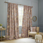Porcelain Garden Blush Pencil Pleat Curtains - Just Fabrics