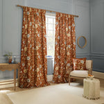 Porcelain Garden Rust Pencil Pleat Curtains - Just Fabrics
