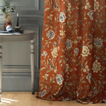 Porcelain Garden Rust Pencil Pleat Curtains - Just Fabrics