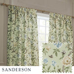 Porcelain Garden Sage Pencil Pleat Curtains - Just Fabrics