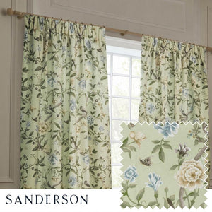 Porcelain Garden Sage Pencil Pleat Curtains