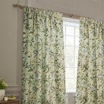 Porcelain Garden Sage Pencil Pleat Curtains - Just Fabrics