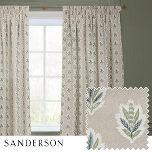 Sessile Leaf Flax Pencil Pleat Curtains