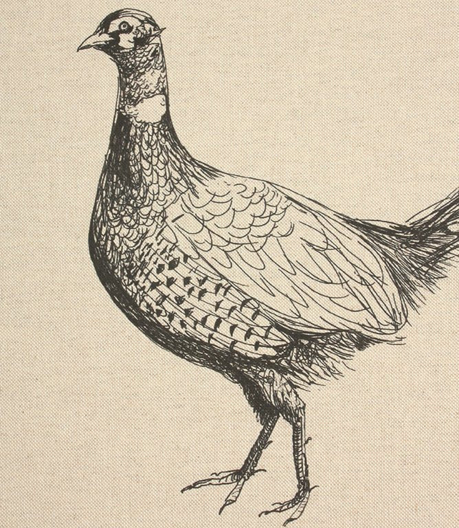 Pheasant Sketch Cushion Panel - Just Fabrics