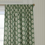 Sessile Leaf Leaf Green Pencil Pleat Curtains - Just Fabrics