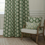 Sessile Leaf Leaf Green Pencil Pleat Curtains - Just Fabrics