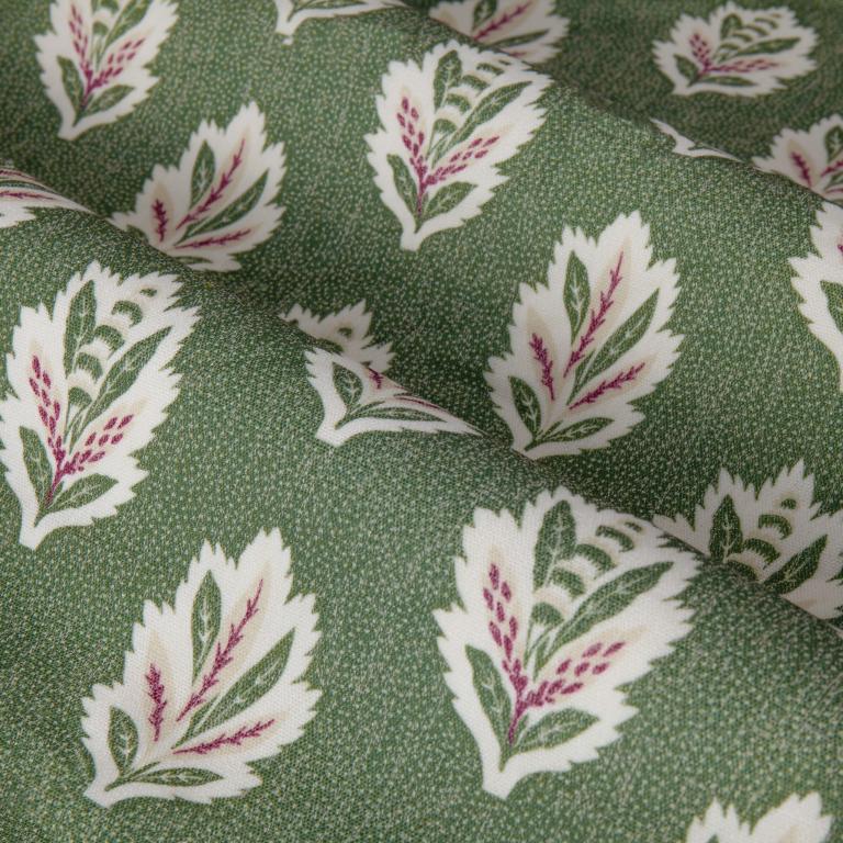 Sessile Leaf Leaf Green Pencil Pleat Curtains - Just Fabrics