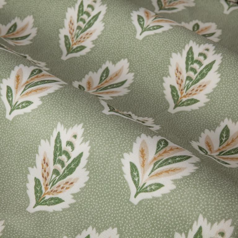 Sessile Leaf Sage Pencil Pleat Curtains - Just Fabrics