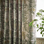 Snakeshead Sunflower / Stone Pencil Pleat Curtains - Just Fabrics