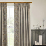 Strawberry Thief Embroidery Biscuit Pencil Pleat Curtains - Just Fabrics