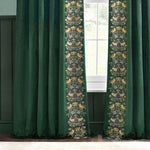 Strawberry Thief Embroidery Forest Green Pencil Pleat Curtains - Just Fabrics