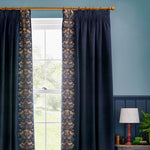 Strawberry Thief Embroidery Indigo Pencil Pleat Curtains - Just Fabrics