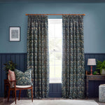 Strawberry Thief Jacquard Indigo Pencil Pleat Curtains - Just Fabrics