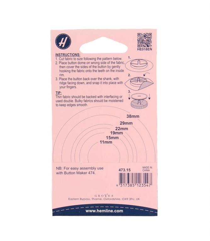 Self - Cover Buttons 15mm - Just Fabrics