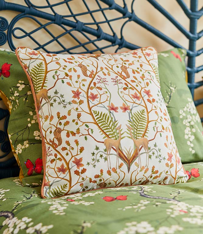 The Chateau Woodland Trail Cream Cushion - Just Fabrics