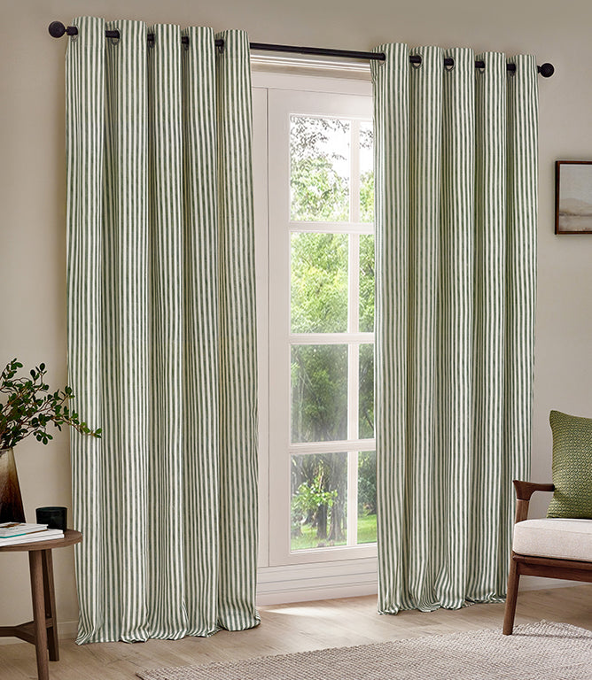 Striped Curtains - Hebden Eyelet Forest