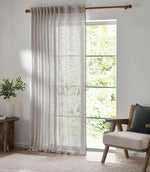Cirrus Voile Grey Tab Top Curtain Panel - Just Fabrics