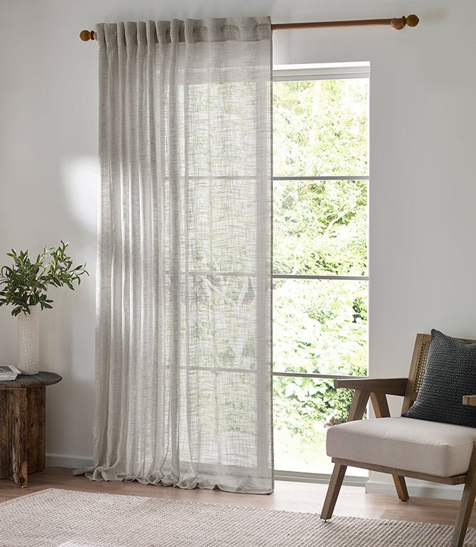 Cirrus Voile Grey Tab Top Curtain Panel - Just Fabrics