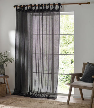 Nimbus Voile Black Tie Top Curtain Panel