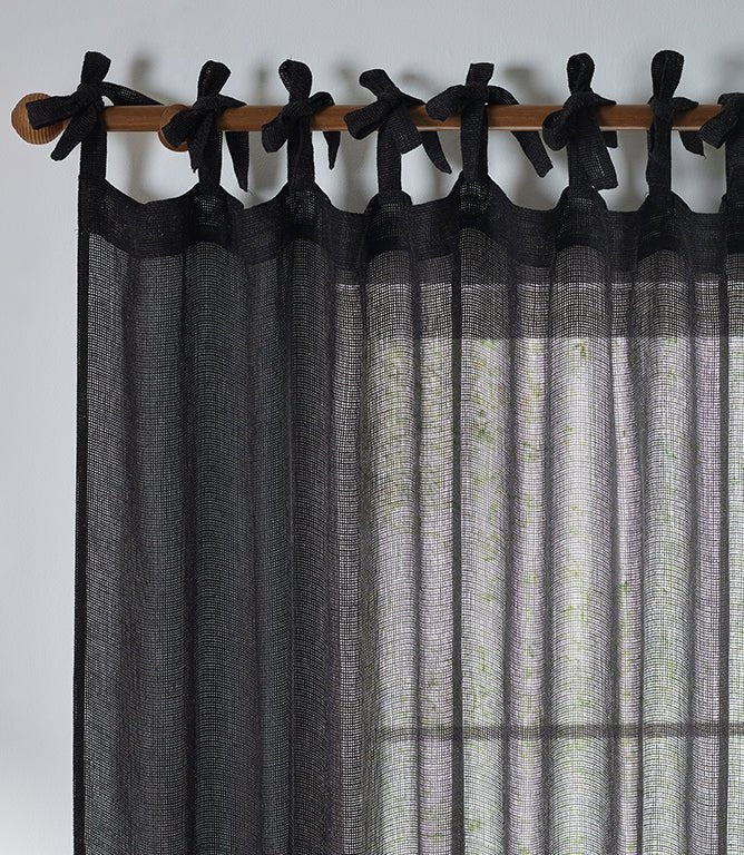 Nimbus Voile Black Tie Top Curtain Panel - Just Fabrics