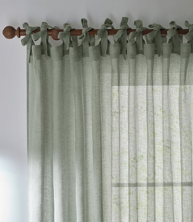Nimbus Voile Eucalyptus Tie Top Curtain Panel - Just Fabrics