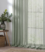 Nimbus Voile Eucalyptus Tie Top Curtain Panel - Just Fabrics