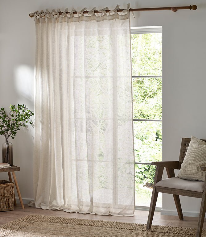 Nimbus Voile Natural Tie Top Curtain Panel - Just Fabrics