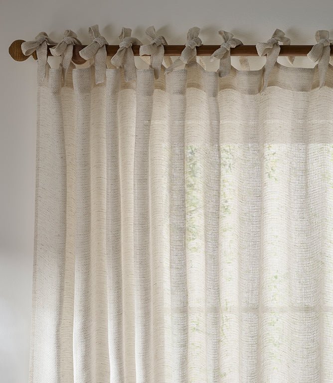 Nimbus Voile Natural Tie Top Curtain Panel - Just Fabrics