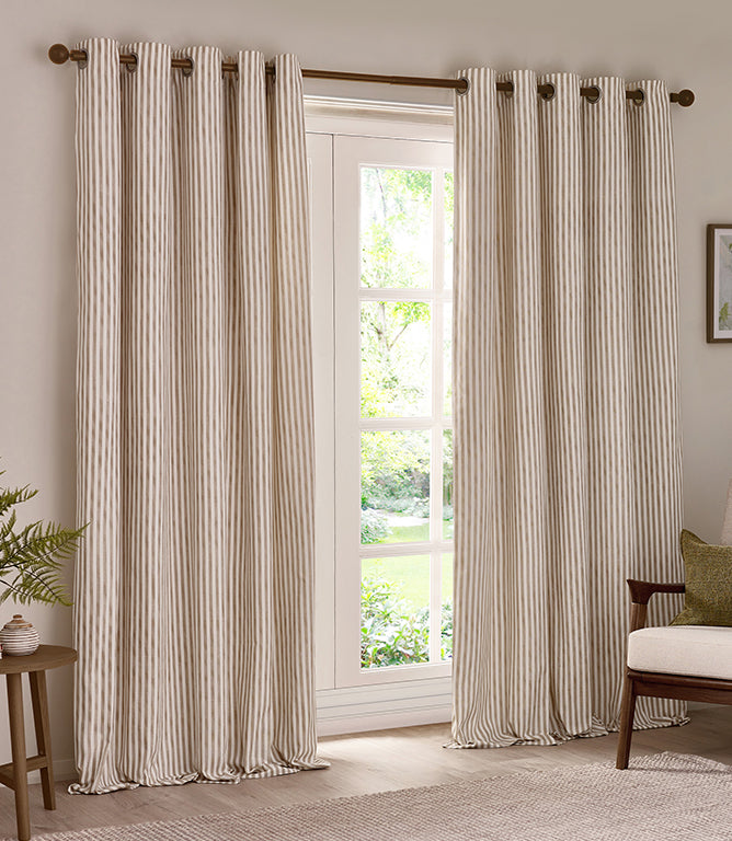 Striped Curtains - Hebden Eyelet Natural