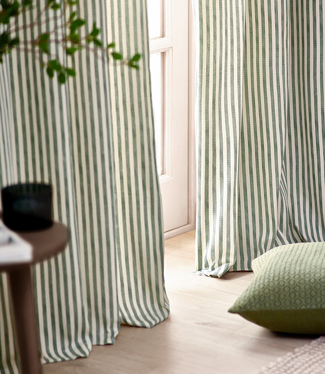 Striped Curtains - Hebden Pencil Pleat Forest
