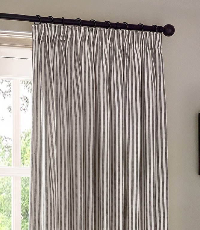 Hebden Grey Pencil Pleat Curtains - Just Fabrics