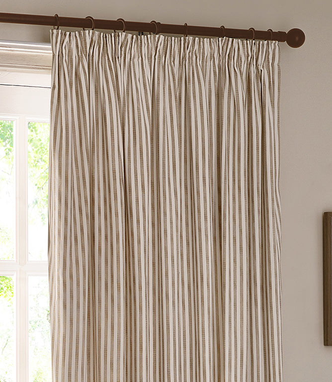 Striped Curtains - Hebden Pencil Pleat Natural