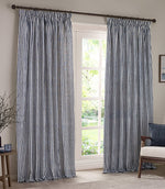 Hebden Navy Pencil Pleat Curtains - Just Fabrics