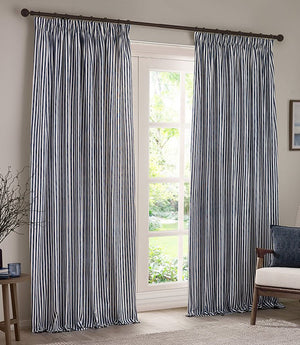 Hebden Navy Pencil Pleat Curtains