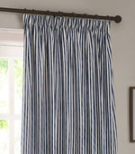 Hebden Navy Pencil Pleat Curtains - Just Fabrics