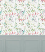 Fuchsia Flight Cream Wallpaper - Just Fabrics
