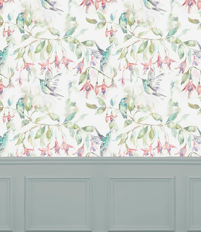 Fuchsia Flight Cream Wallpaper - Just Fabrics