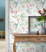 Fuchsia Flight Cream Wallpaper - Just Fabrics