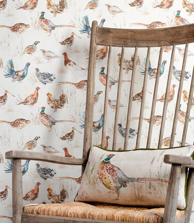 Gamebirds Cream Wallpaper - Just Fabrics