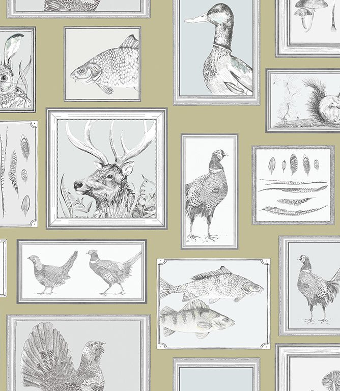 Sylva Mustard Wallpaper - Just Fabrics