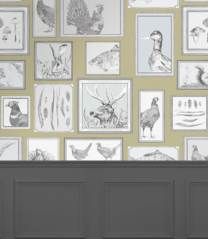 Sylva Mustard Wallpaper - Just Fabrics