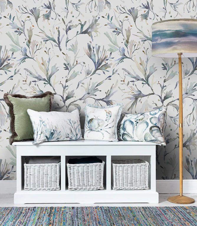 Seaweed Slate Wallpaper - Just Fabrics