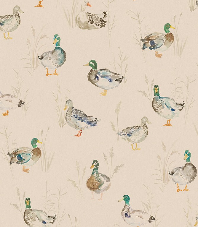 Paddling Ducks Cream Wallpaper - Just Fabrics