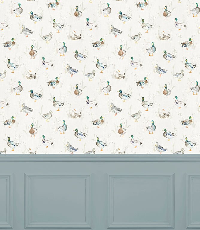 Paddling Ducks Cream Wallpaper - Just Fabrics