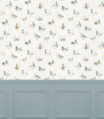 Paddling Ducks Cream Wallpaper - Just Fabrics
