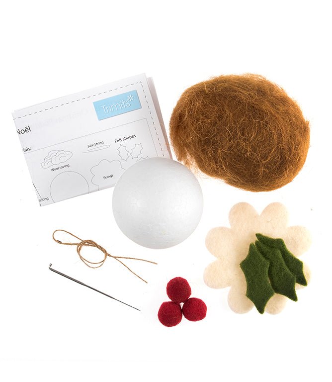 Christmas Pudding Needle Felting Kit - Just Fabrics