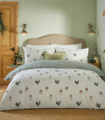 Christmas Bedding - Robins Return Cotton Duvet Cover Set Cream / Pine